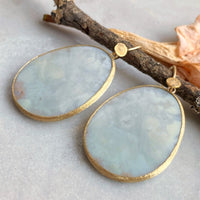 White Aquaprase Egg Earrings